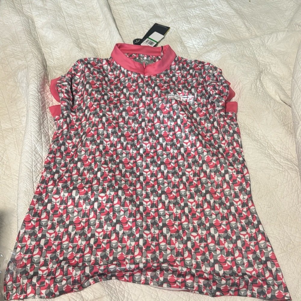 Callaway golf polo with a fun pattern and ESPN logo